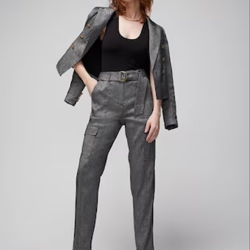 WHBM Linen-blend Utility Tapered Ankle Pants
